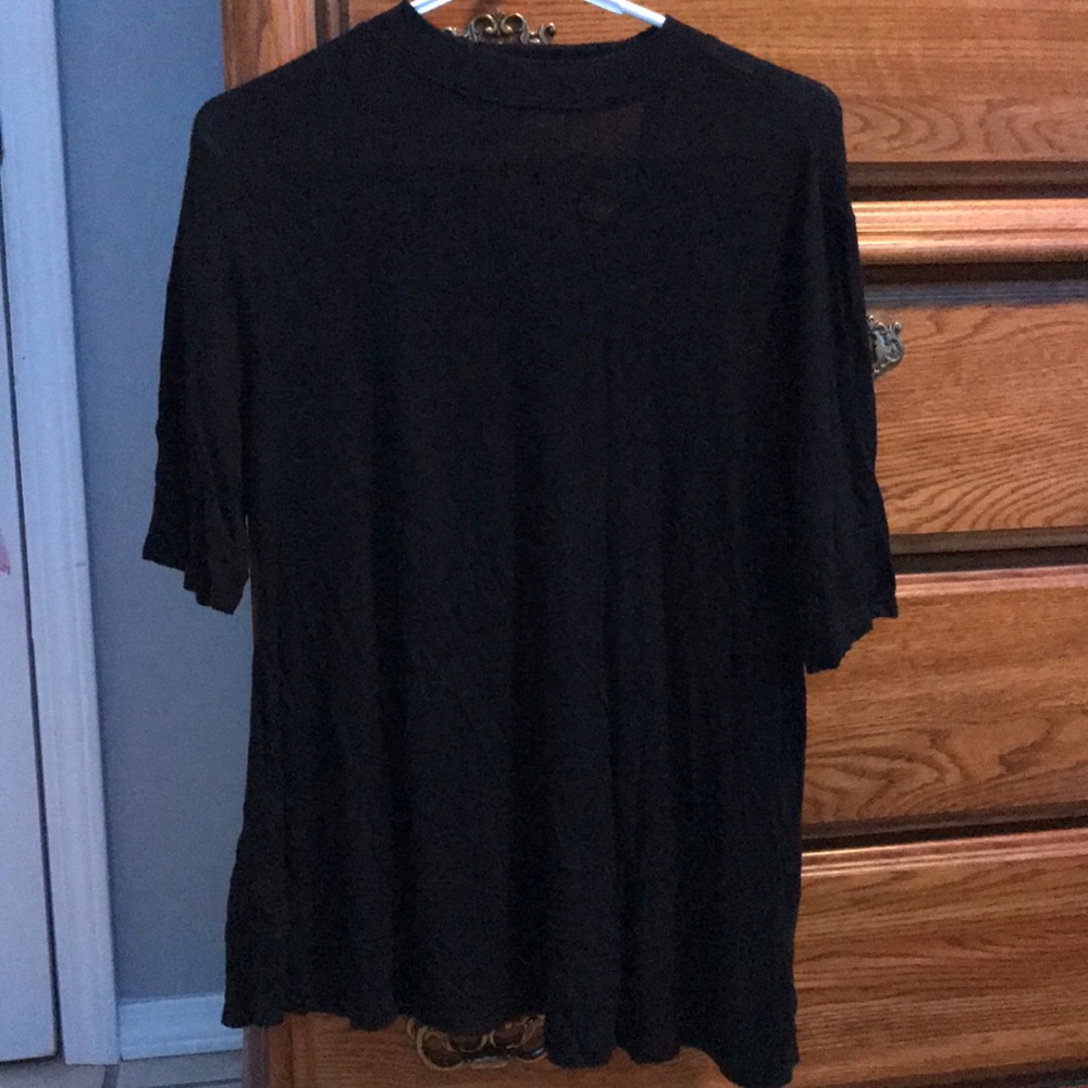 Black Ribbed Tunic Tee